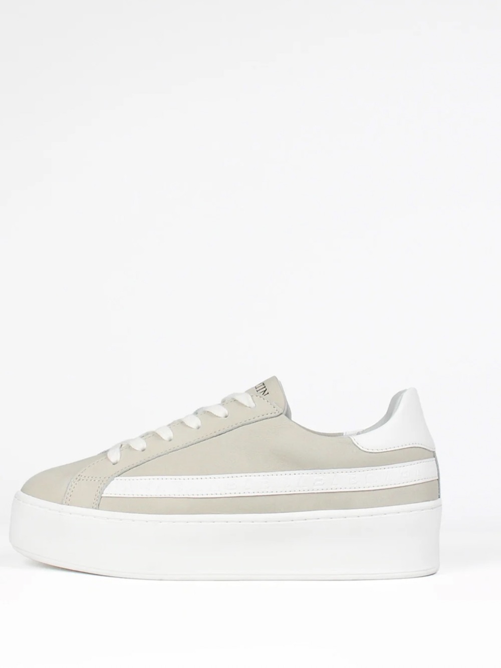 Sans Matin Gaia Platform Sneakers Taupe Nubuck Leather & White Leather Platform